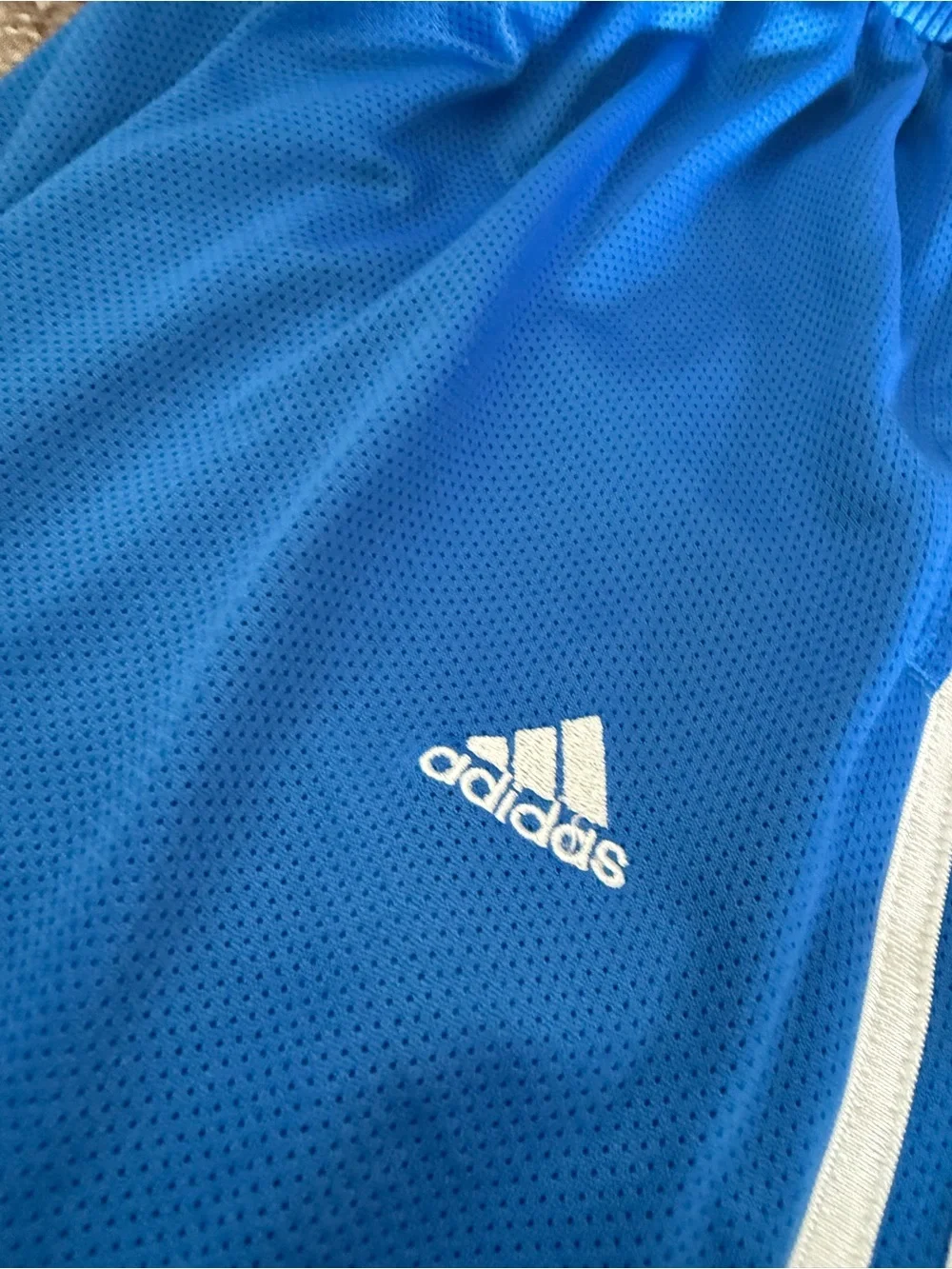 Vintage Adidas Track Pants Mens Blue 3 White Stripes A03001 Size L ClimaProof